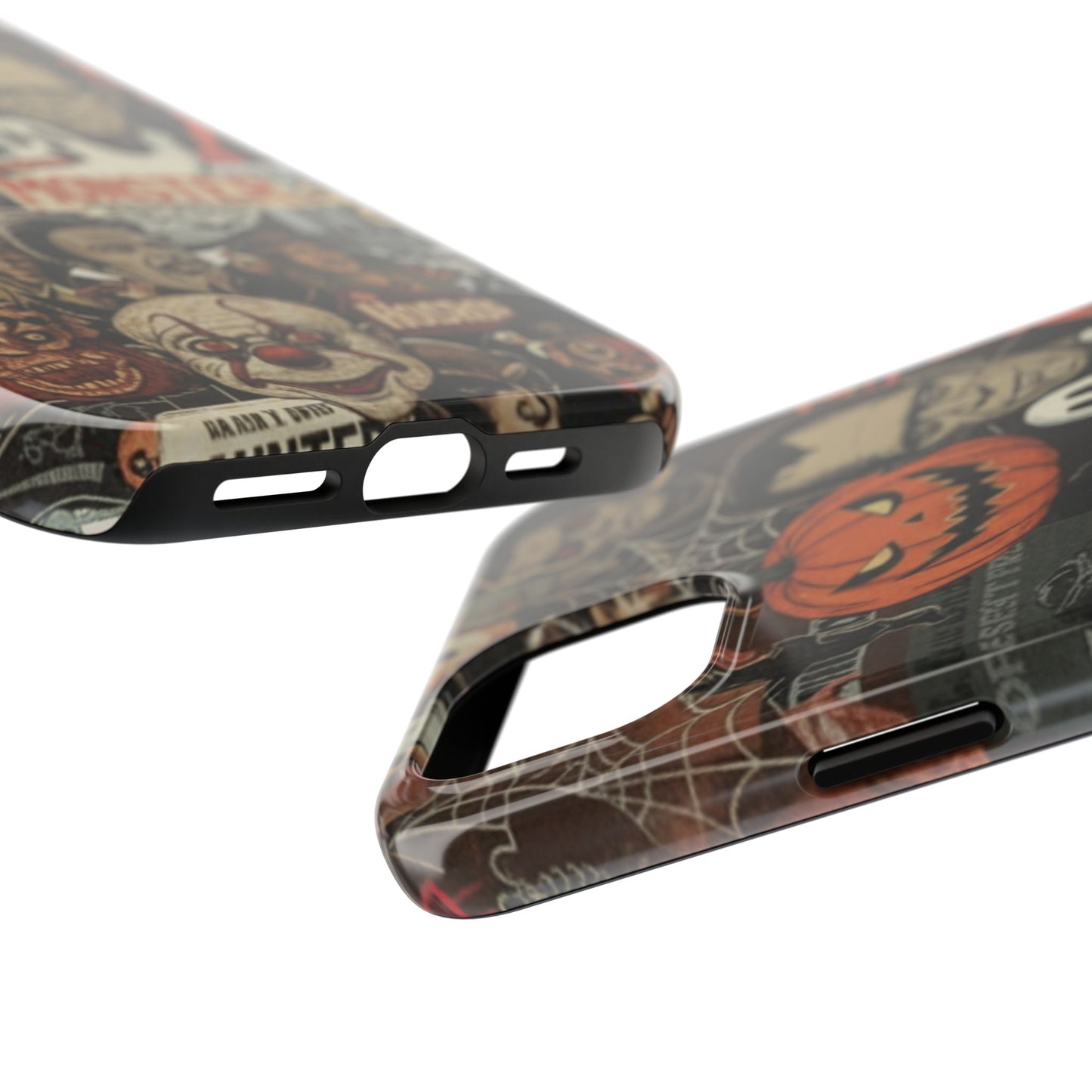 Retro Horror Halloween, Phone Case, Ghostface & Pumpkin Art, Trendy Hard Phone Cover for iPhone 17 Pro Max, Samsung S21 al S24