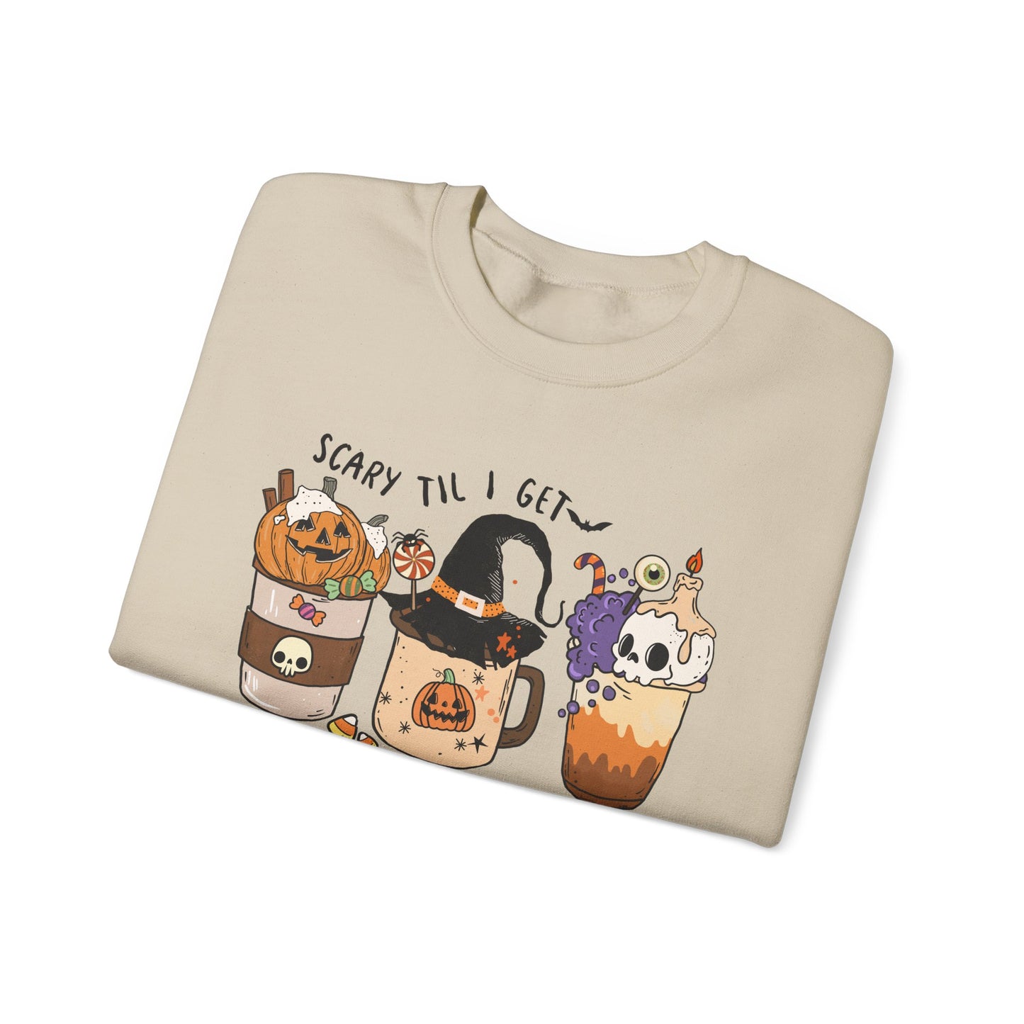 Cozy Halloween Sweatshirt | Scary Till I Get Coffee & Fall Fashion