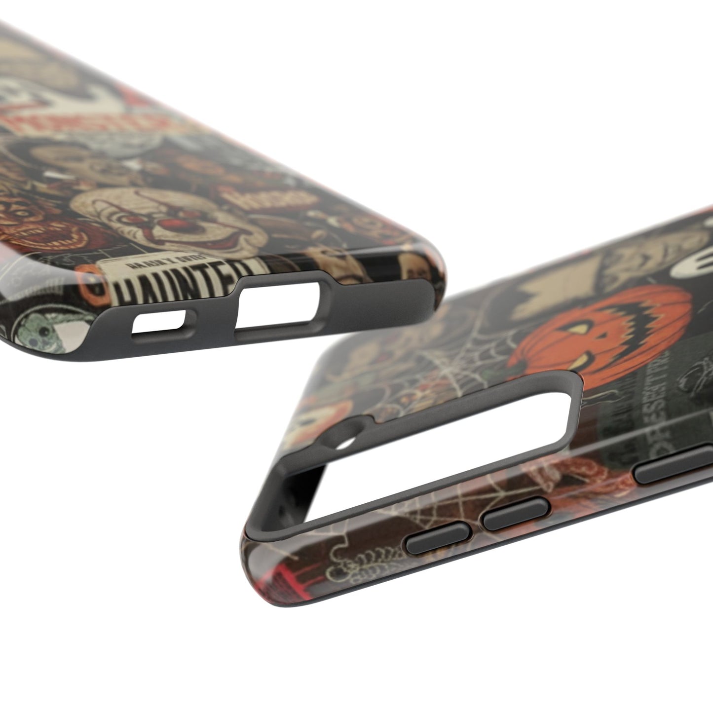 Retro Horror Halloween, Phone Case, Ghostface & Pumpkin Art, Trendy Hard Phone Cover for iPhone 17 Pro Max, Samsung S21 al S24