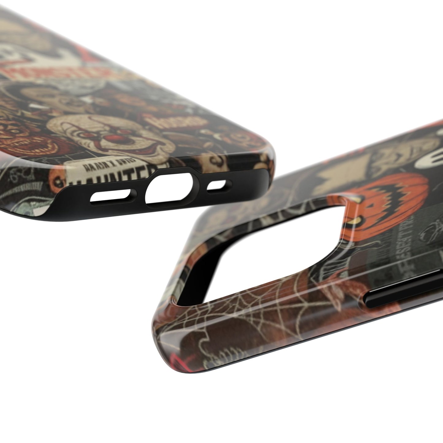 Retro Horror Halloween, Phone Case, Ghostface & Pumpkin Art, Trendy Hard Phone Cover for iPhone 17 Pro Max, Samsung S21 al S24