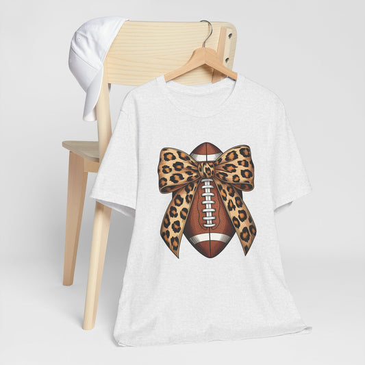 Leopard Bow Football T-Shirt | Cute Game Day Outfit & Fan Apparel