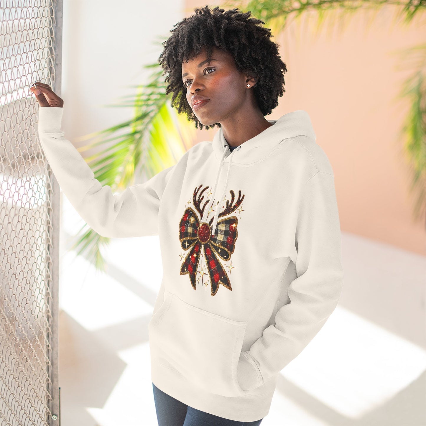 Christmas Reindeer Hoodie | Cozy Holiday Fleece & Festive Gift for Her