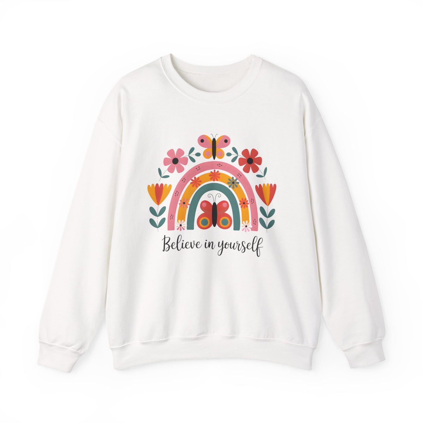 Inspirational Rainbow Sweatshirt | Cozy 'Believe in Yourself' Gift