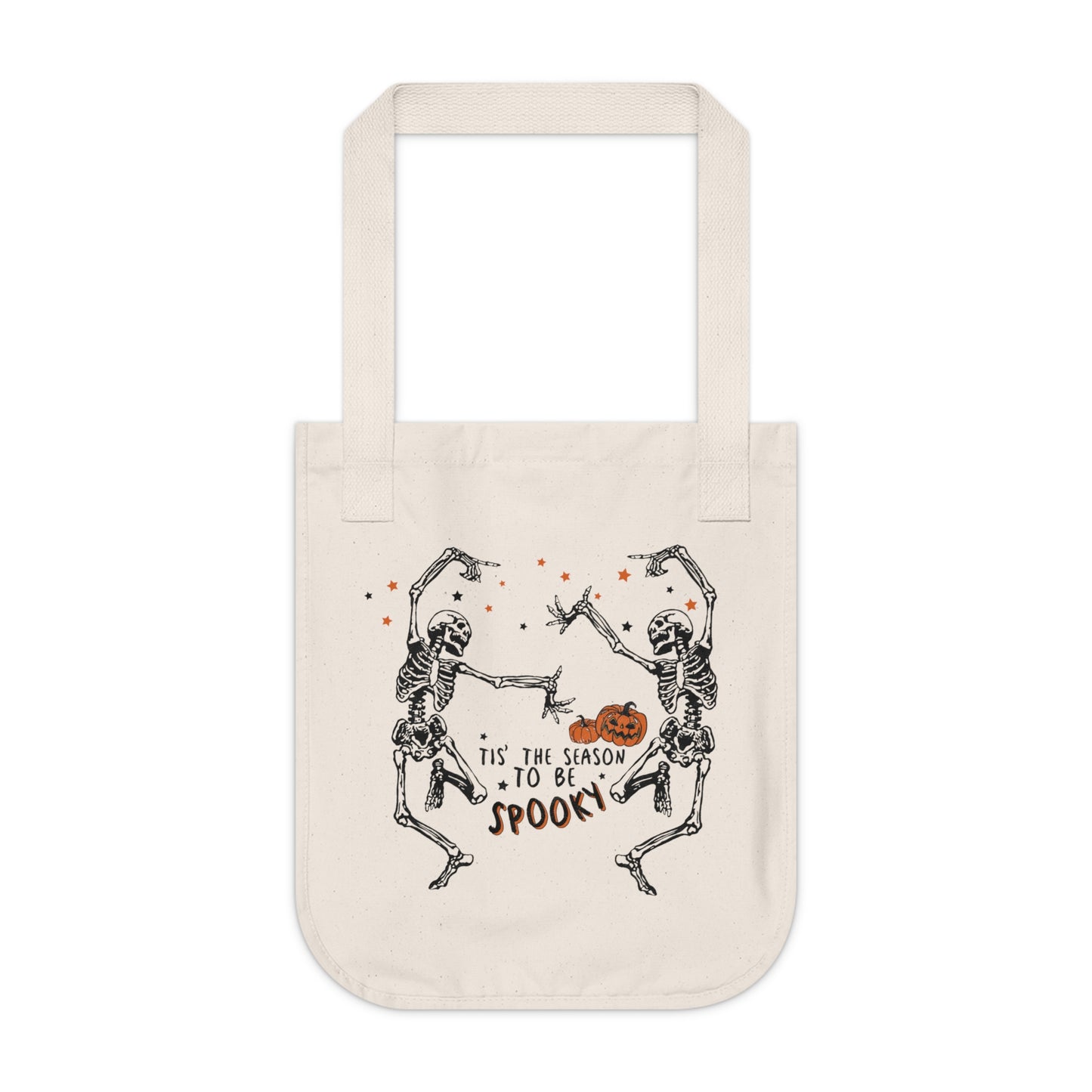 Spooky Season Organic Tote Bag | Halloween Skeleton Shopping Bag