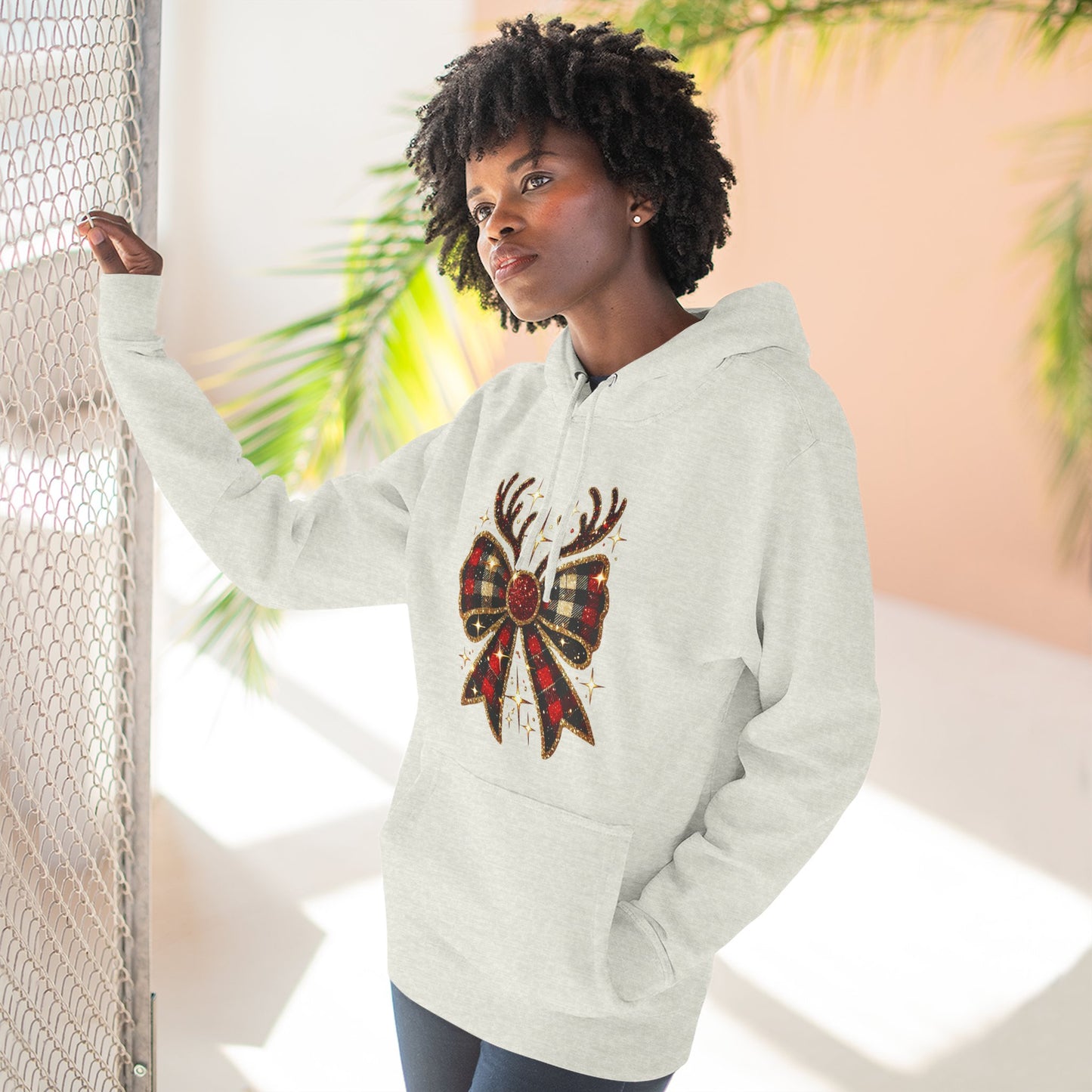 Christmas Reindeer Hoodie | Cozy Holiday Fleece & Festive Gift for Her