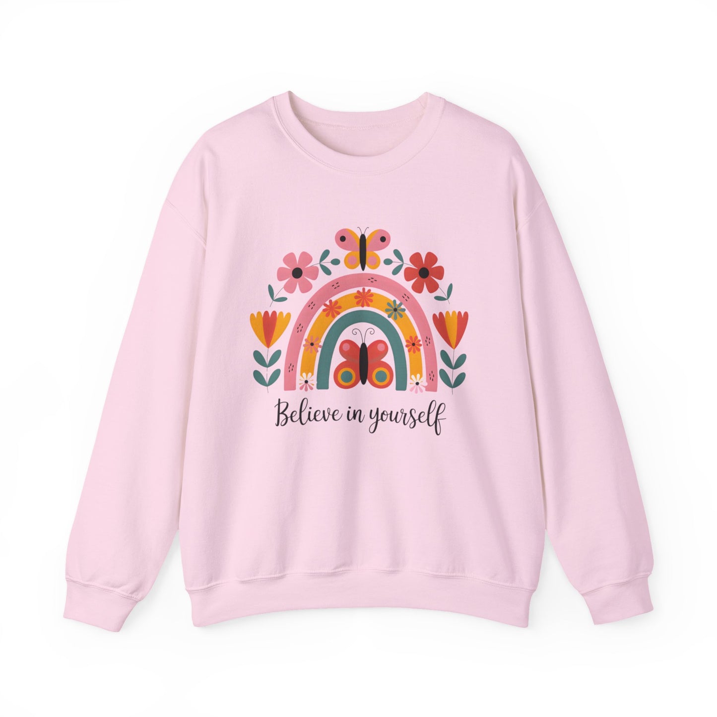Inspirational Rainbow Sweatshirt | Cozy 'Believe in Yourself' Gift