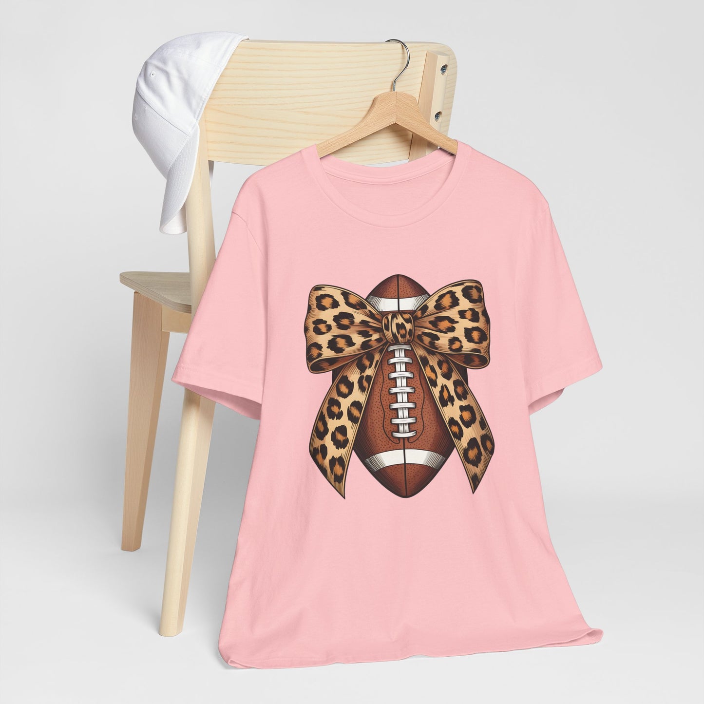 Leopard Bow Football T-Shirt | Cute Game Day Outfit & Fan Apparel