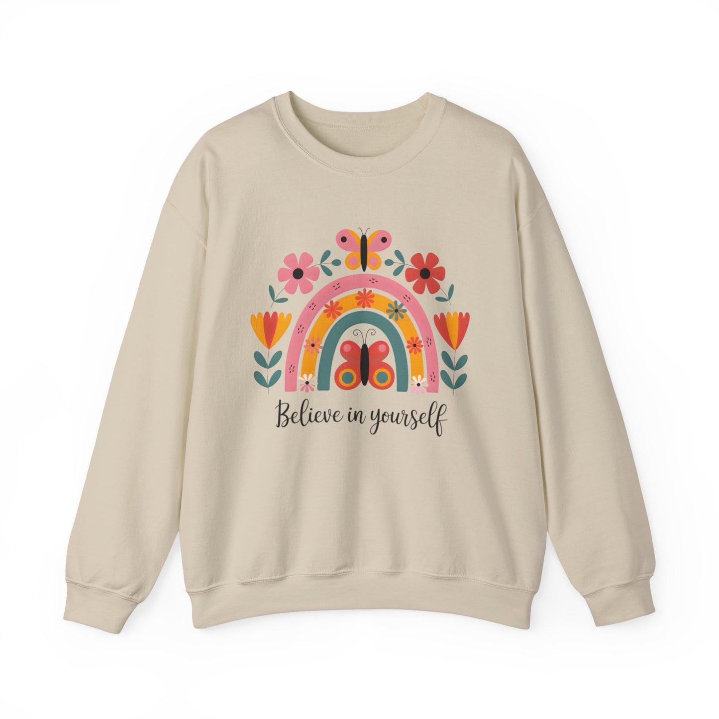 Inspirational Rainbow Sweatshirt | Cozy 'Believe in Yourself' Gift