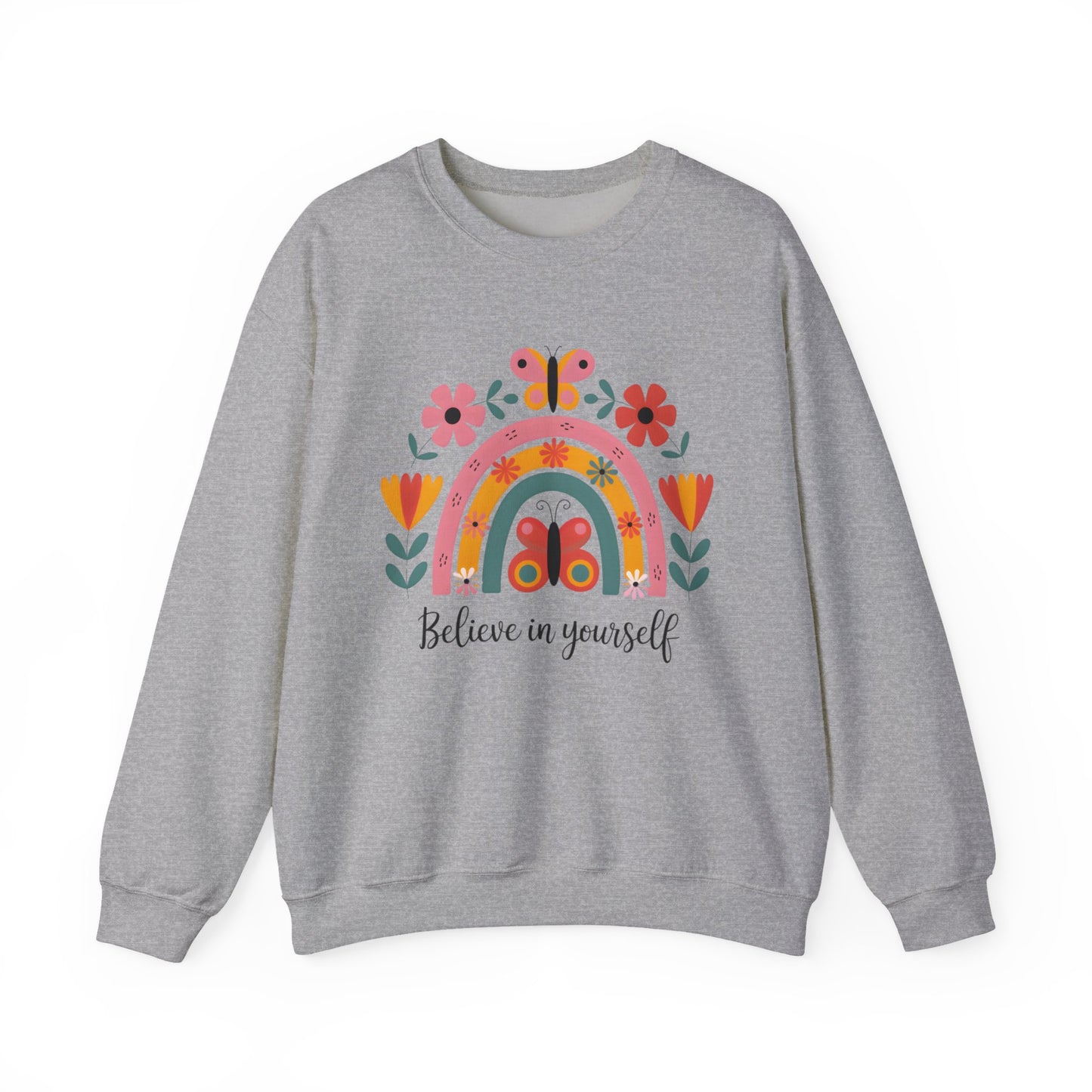 Inspirational Rainbow Sweatshirt | Cozy 'Believe in Yourself' Gift
