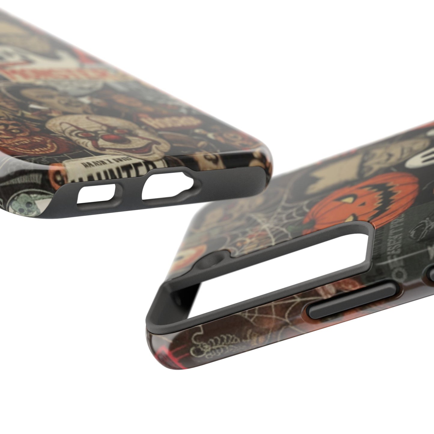 Retro Horror Halloween, Phone Case, Ghostface & Pumpkin Art, Trendy Hard Phone Cover for iPhone 17 Pro Max, Samsung S21 al S24