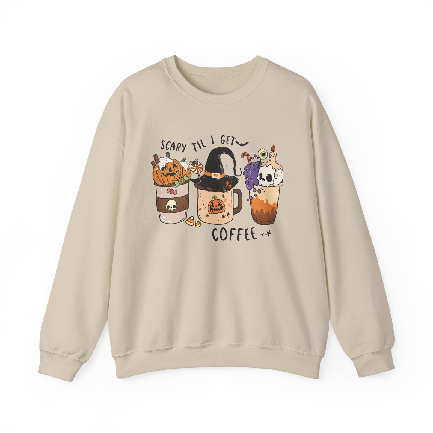Cozy Halloween Sweatshirt | Scary Till I Get Coffee & Fall Fashion