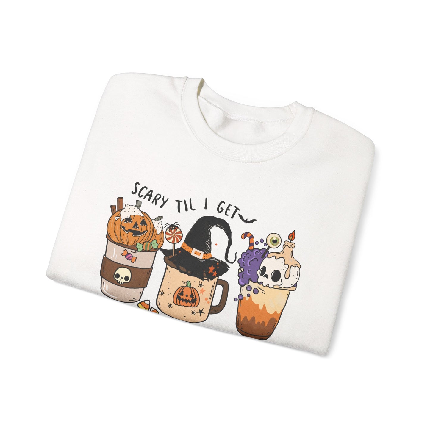 Cozy Halloween Sweatshirt | Scary Till I Get Coffee & Fall Fashion