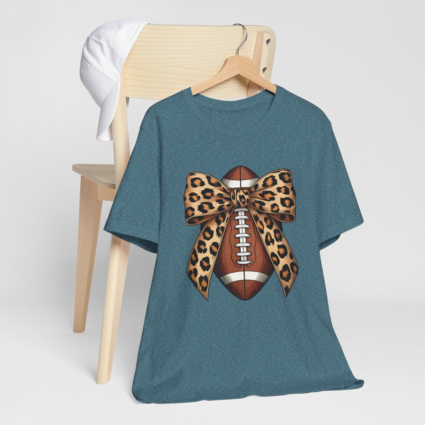 Leopard Bow Football T-Shirt | Cute Game Day Outfit & Fan Apparel