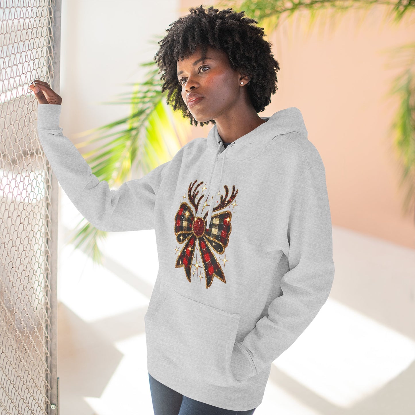 Christmas Reindeer Hoodie | Cozy Holiday Fleece & Festive Gift for Her