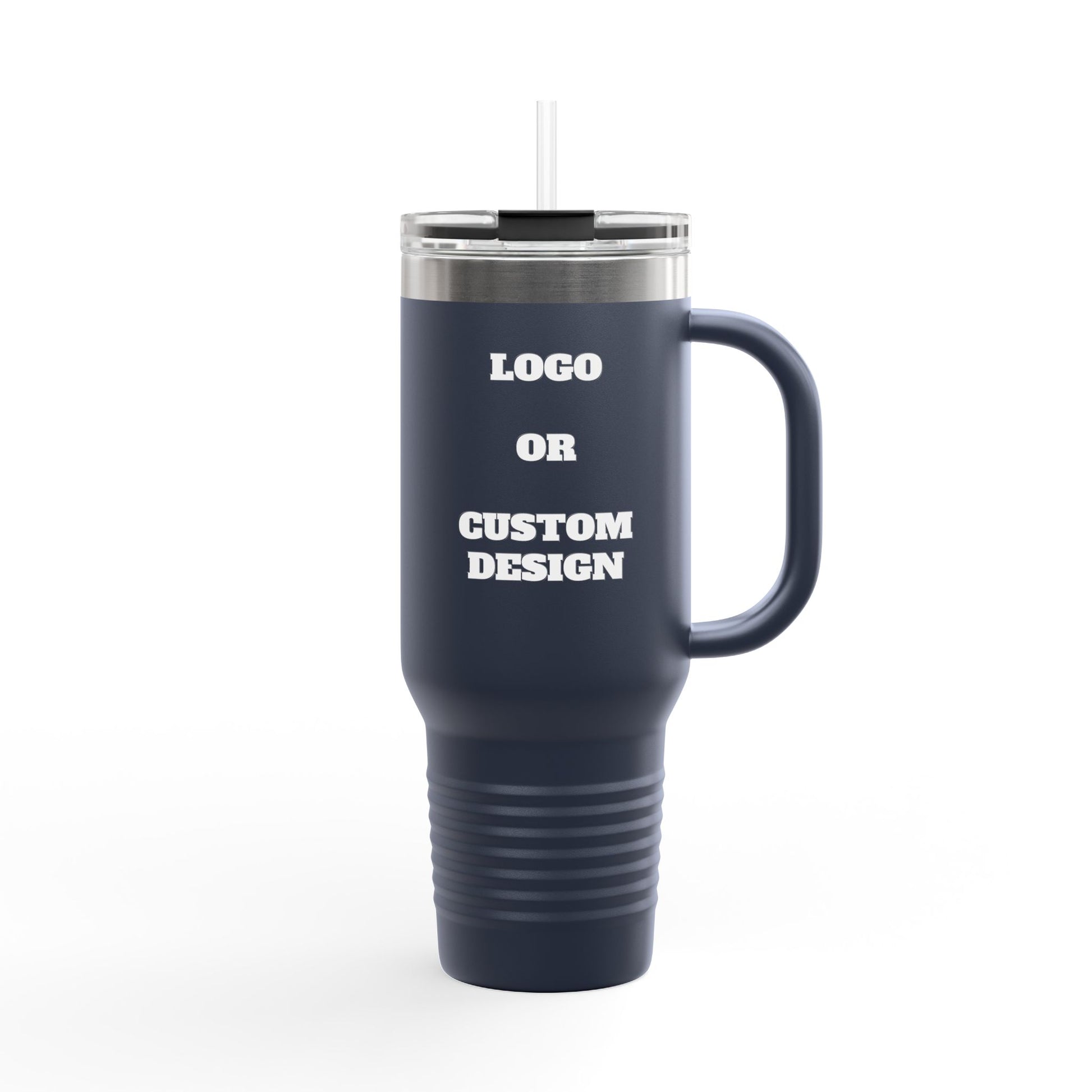 Custom branded 40oz travel mug lifestyle shot, perfect closing gift