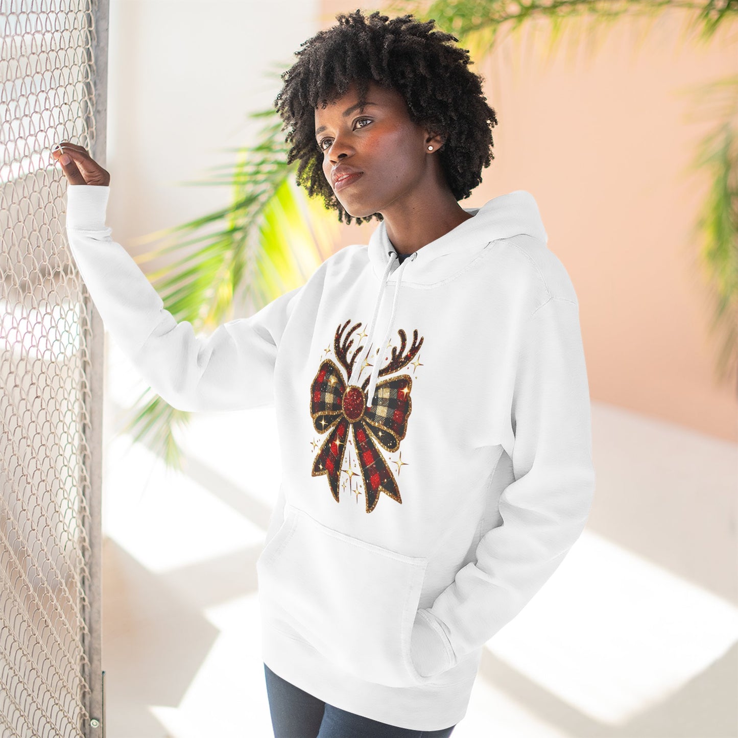 Christmas Reindeer Hoodie | Cozy Holiday Fleece & Festive Gift for Her
