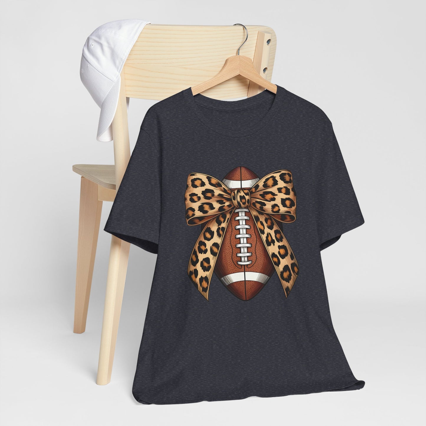 Leopard Bow Football T-Shirt | Cute Game Day Outfit & Fan Apparel