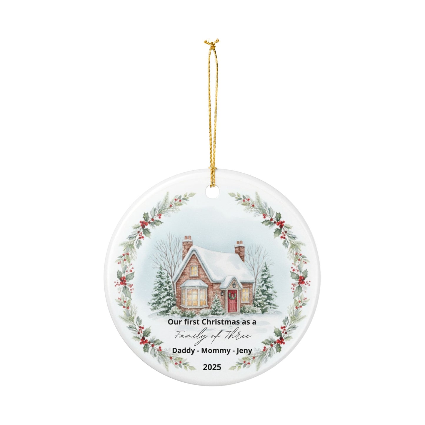Personalized Baby First Christmas Ornament - Family of 3 Gift