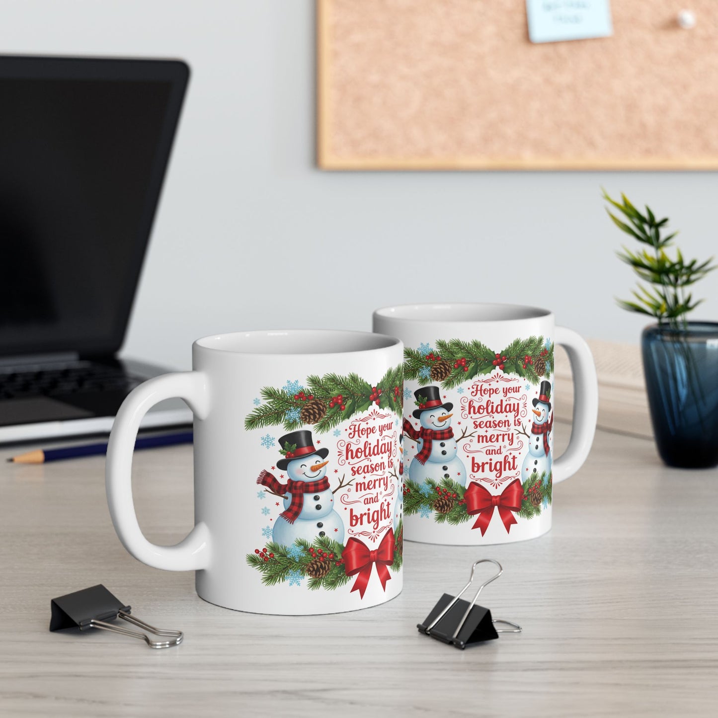 Cute Snowman Mug, Christmas Mug, Christmas Snowman Mug, Holiday Cheer Ceramic Coffee Cup (11oz, 15oz)