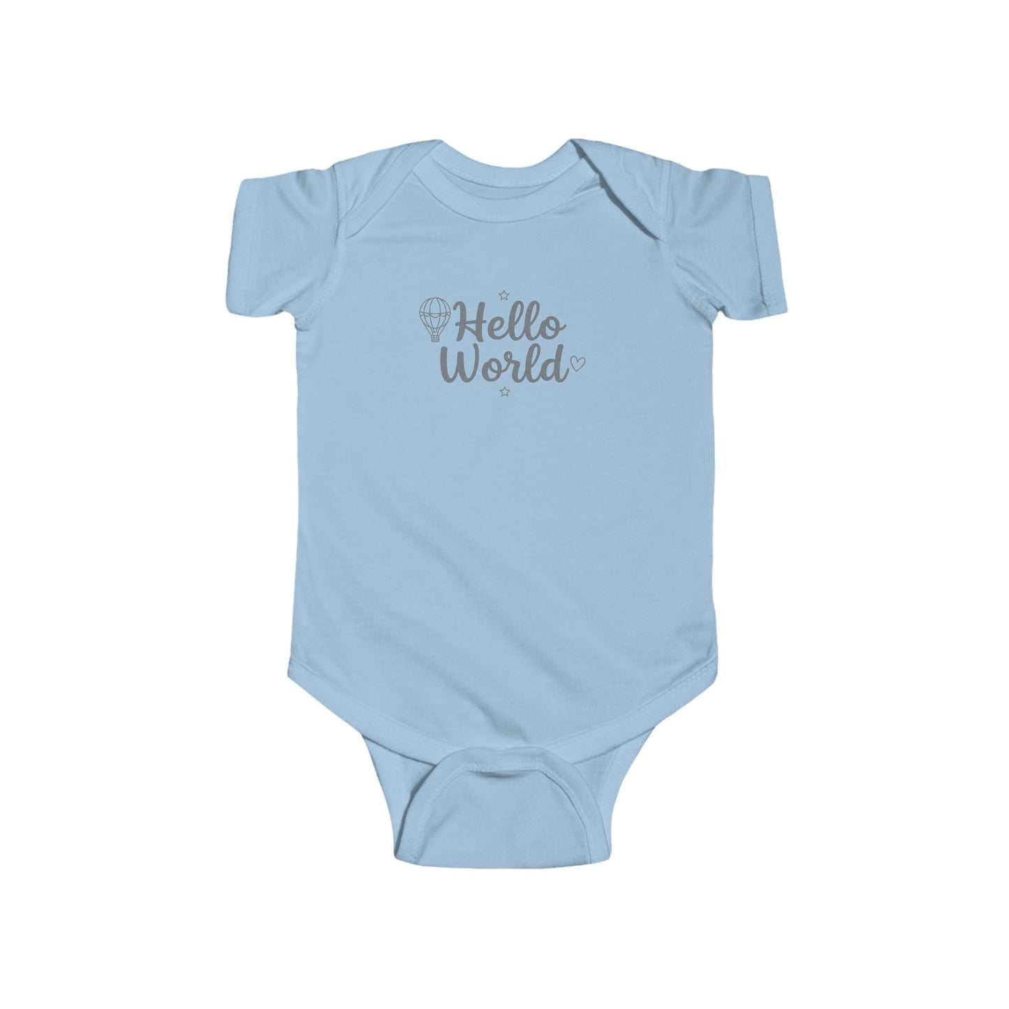 Soft cotton baby bodysuit with Hello World print, perfect newborn announcement gift