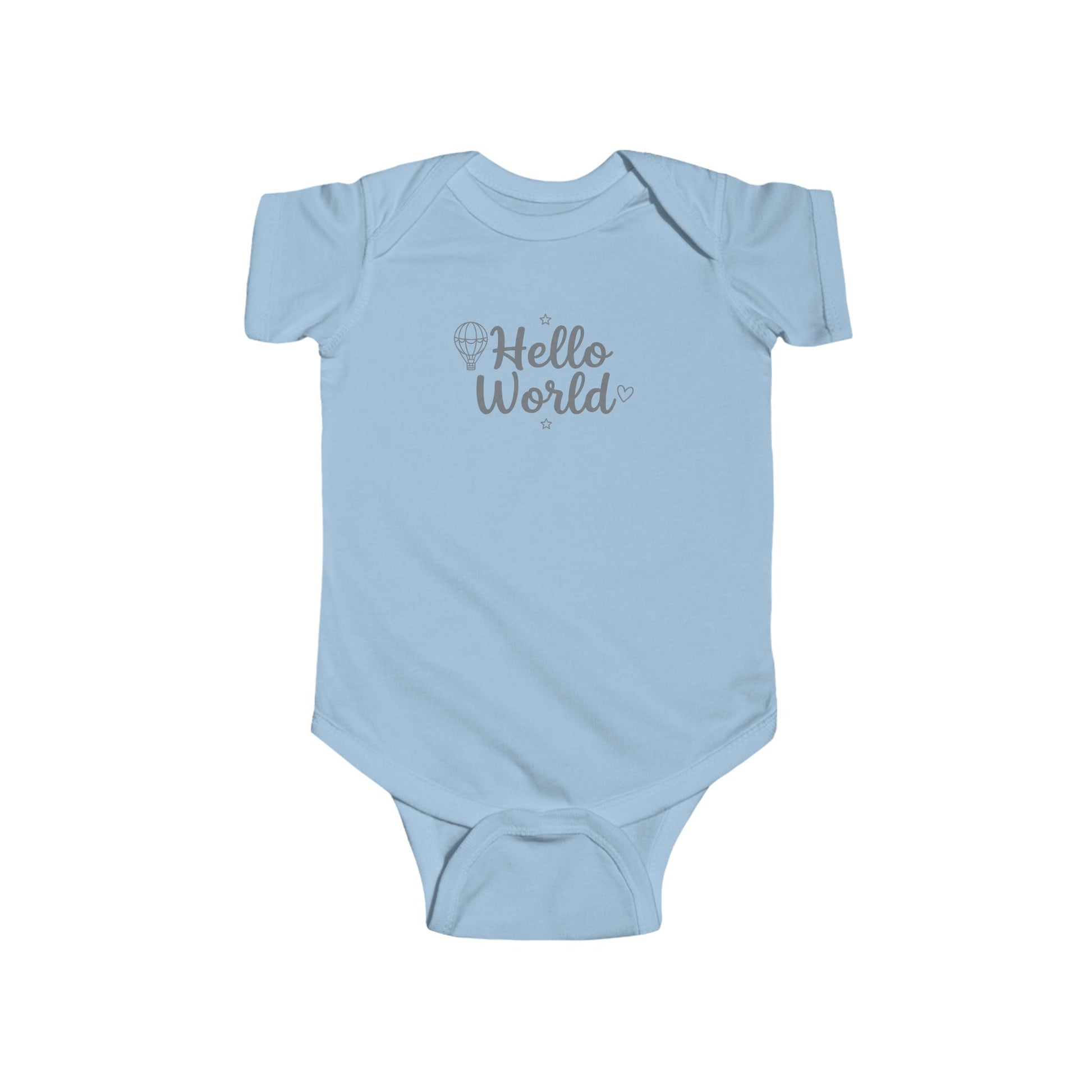 Soft cotton baby bodysuit with Hello World print, perfect newborn announcement gift