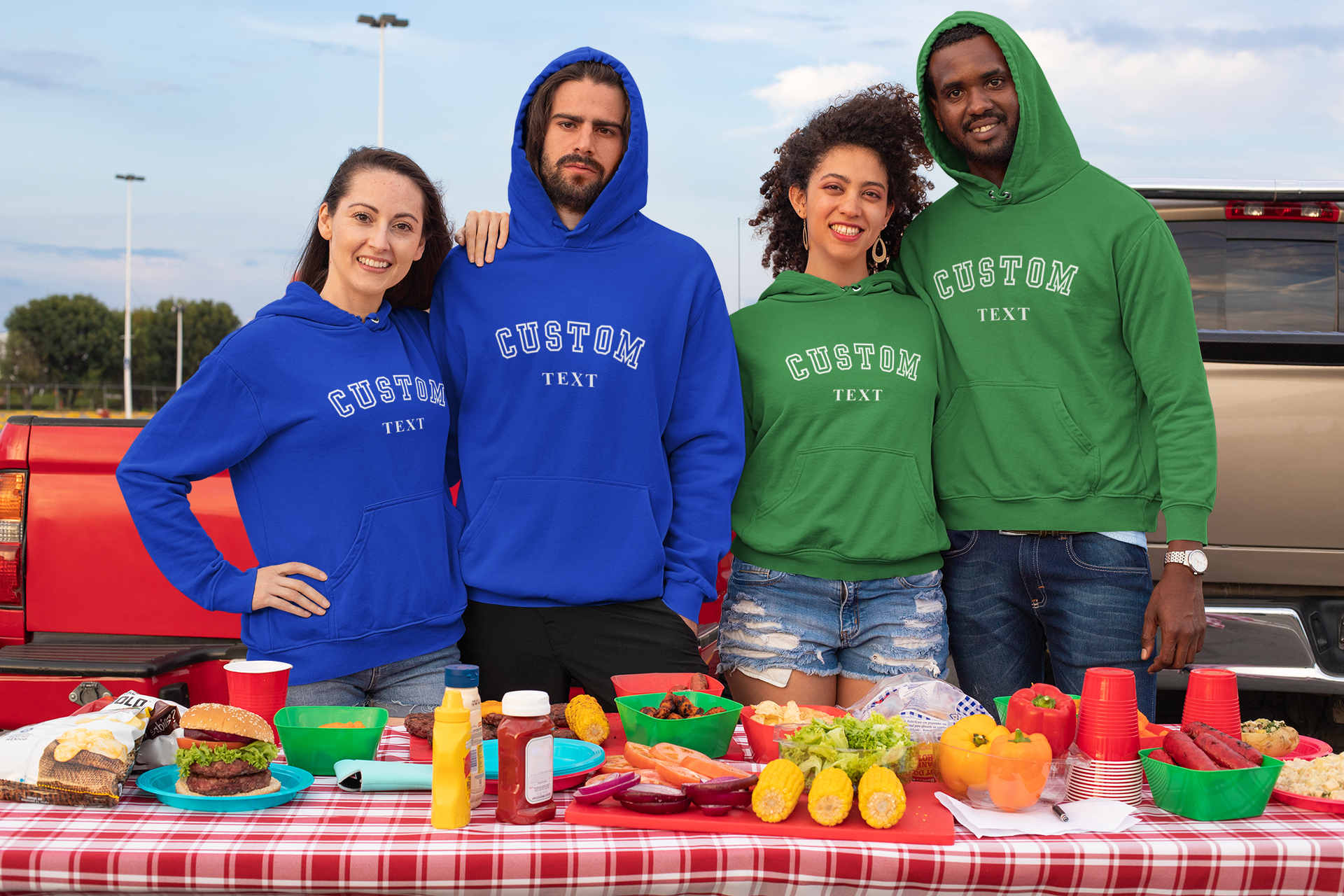 Custom arch text hoodie mockup with personalized collegiate lettering