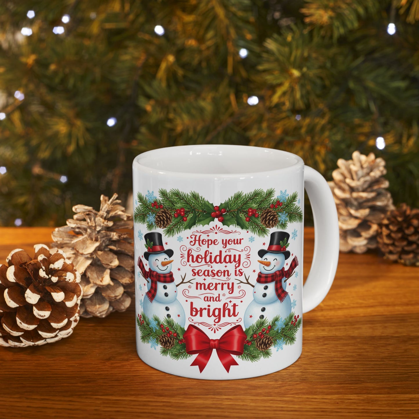 Cute Snowman Mug, Christmas Mug, Christmas Snowman Mug, Holiday Cheer Ceramic Coffee Cup (11oz, 15oz)