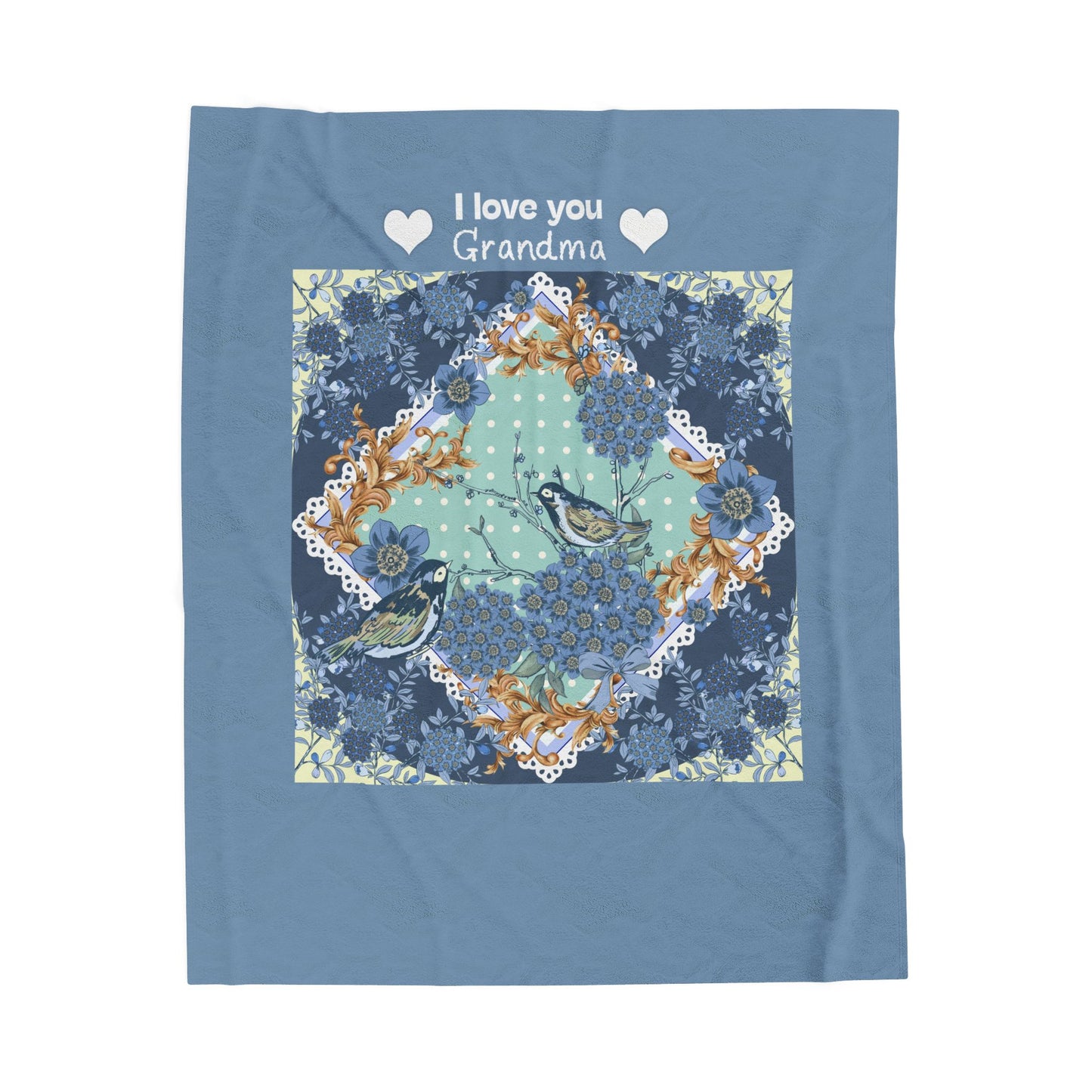 Grandma Cozy Velveteen Plush Blanket, Nana Blanket Grandparents Day Gift for Grandma Nana, Grandma Gift Birthday Present for Grandmother Chinoiserie.