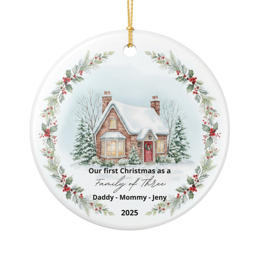 Personalized Baby First Christmas Ornament - Family of 3 Gift
