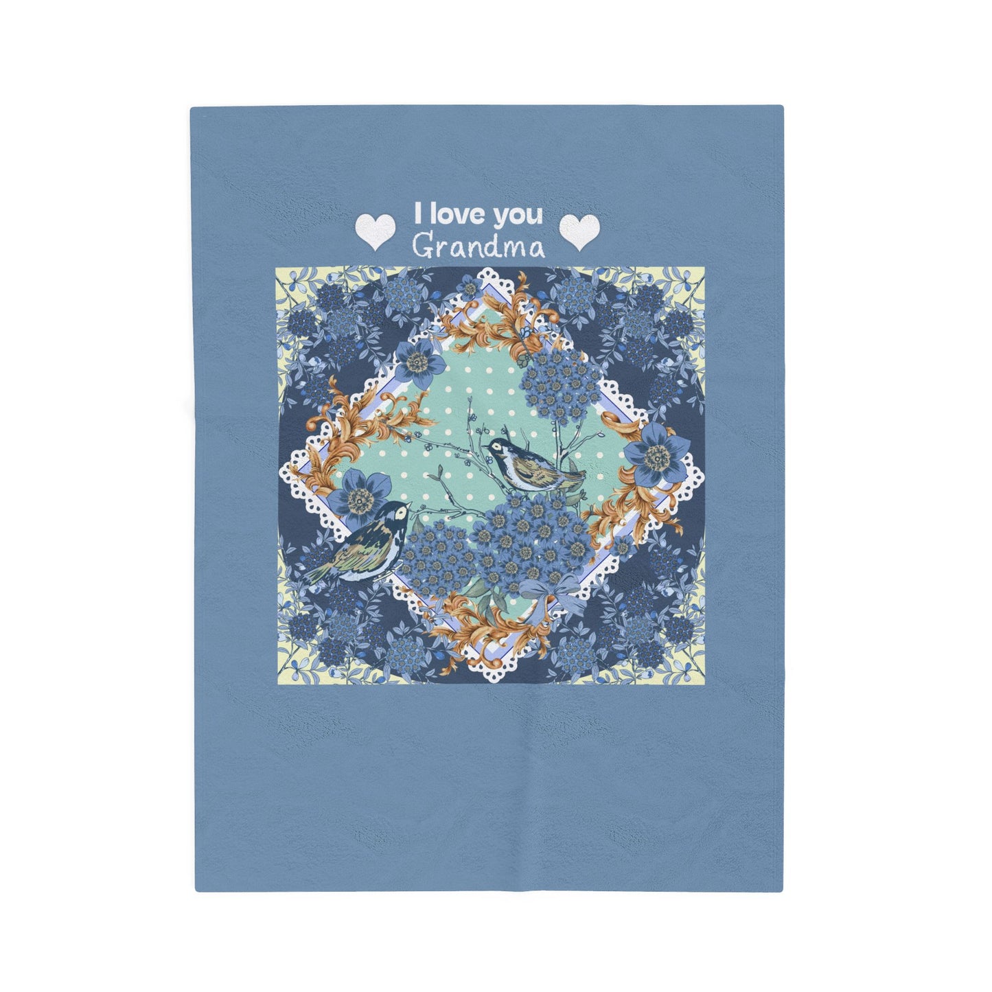 Grandma Cozy Velveteen Plush Blanket, Nana Blanket Grandparents Day Gift for Grandma Nana, Grandma Gift Birthday Present for Grandmother Chinoiserie.