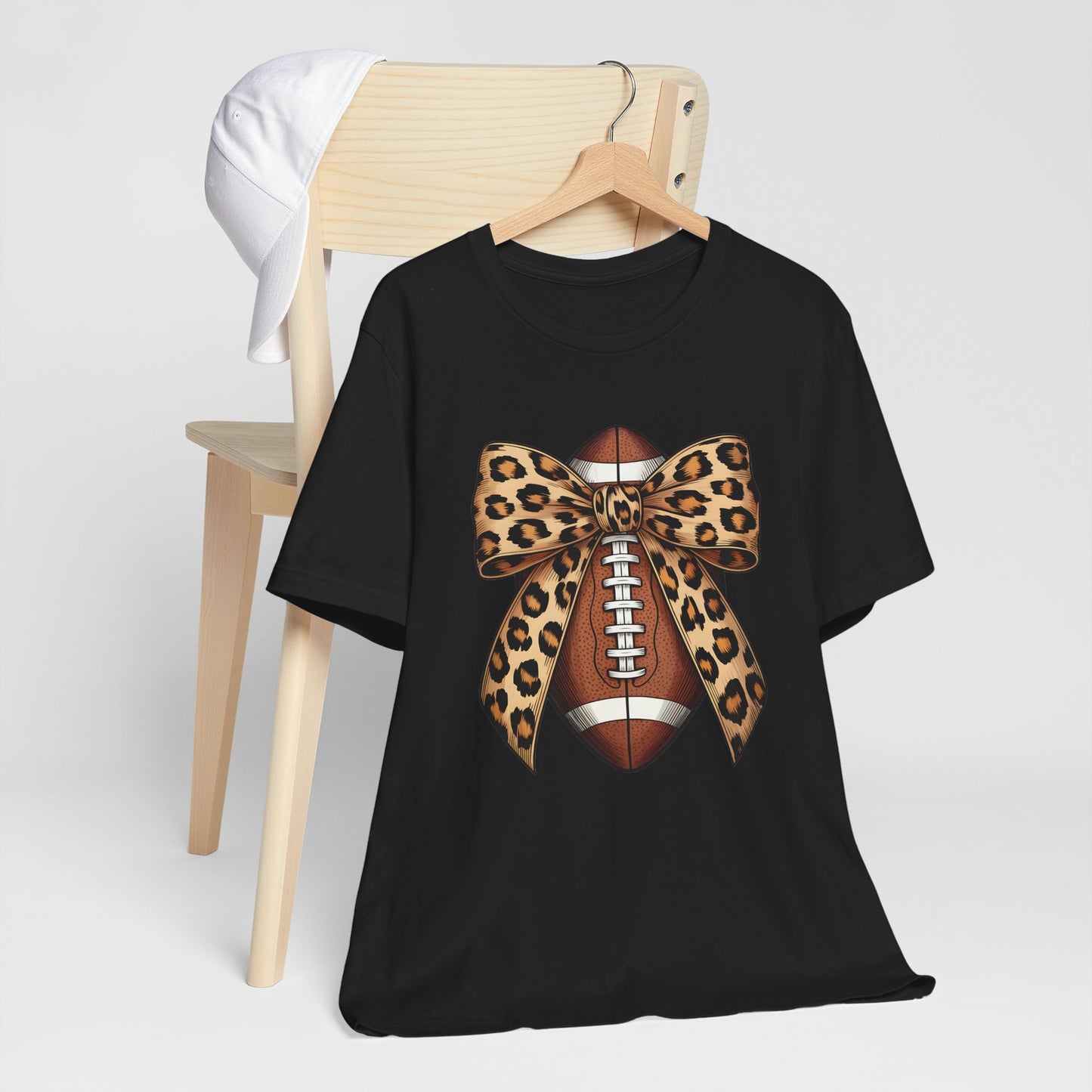 Leopard Bow Football T-Shirt | Cute Game Day Outfit & Fan Apparel