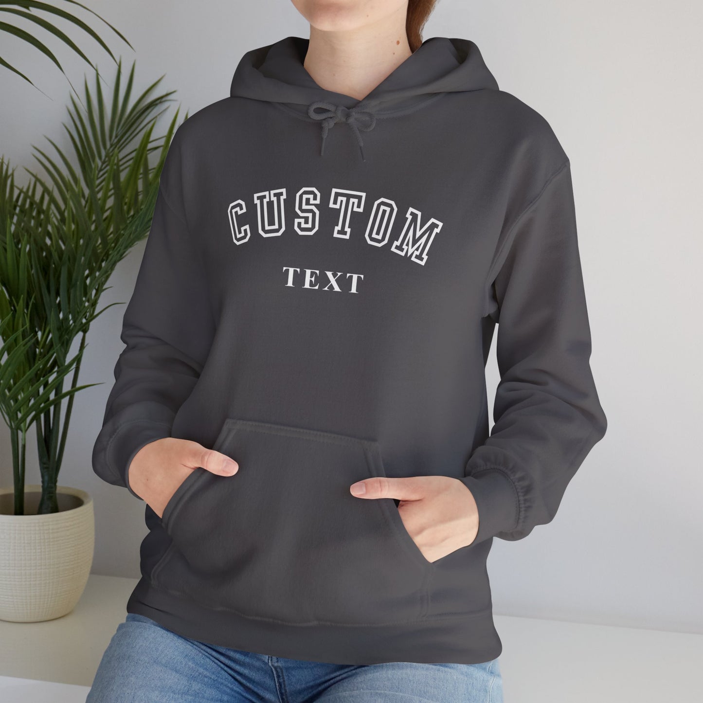 Custom hoodie detail showing double-lined hood and drawstring