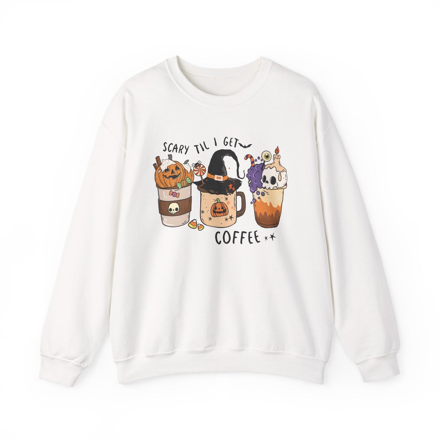 Cozy Halloween Sweatshirt | Scary Till I Get Coffee & Fall Fashion