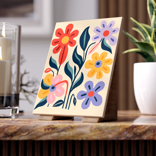 Ceramic Tile - Floral Decorative Art & Housewarming Gift